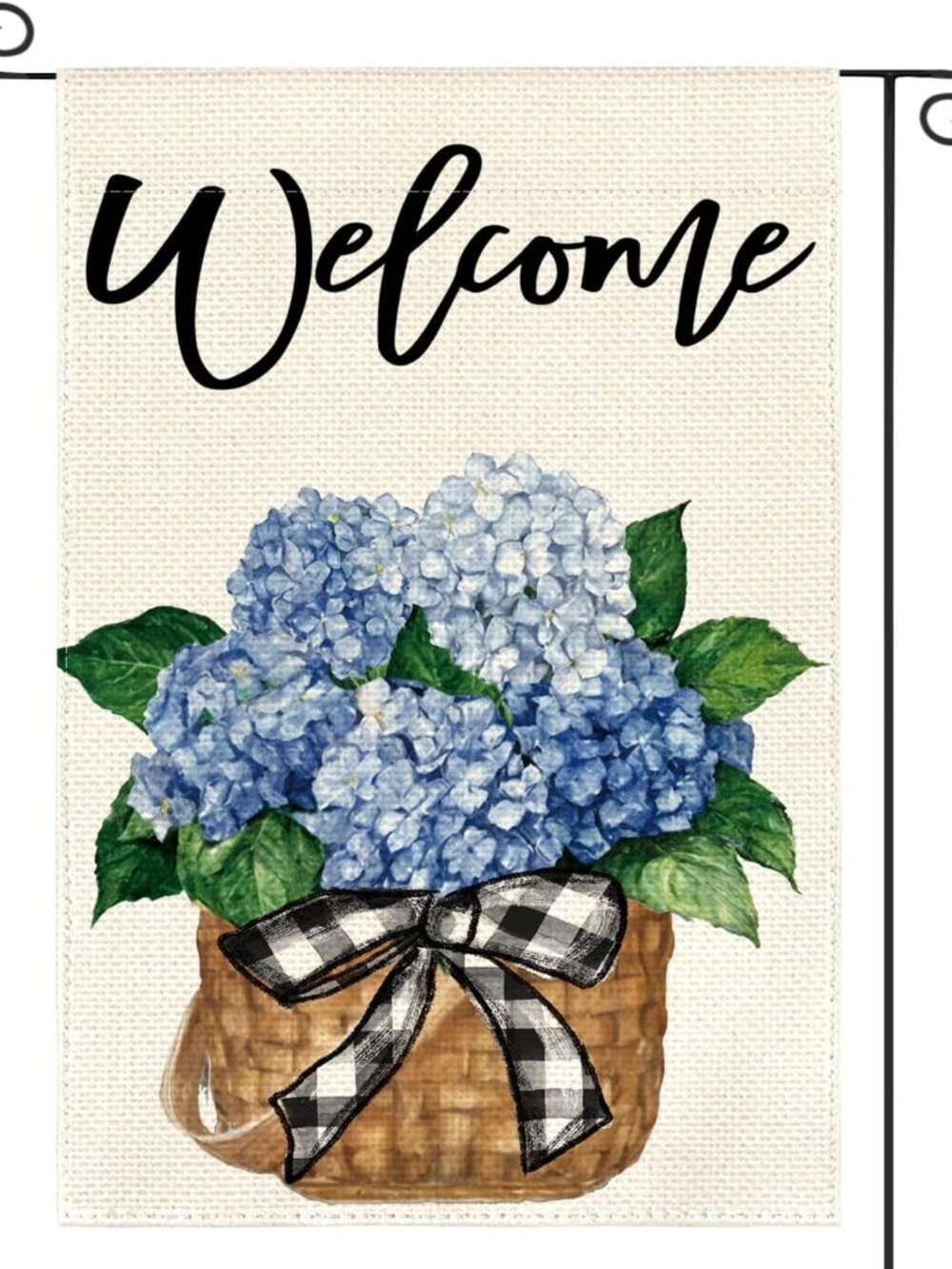 Welcome Hydrangea Summer Garden Flag 12x18 Inch
